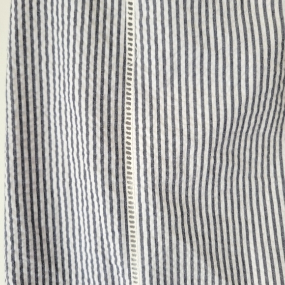 Willi Smith Blue and White Pinstripe Seersucker Mini Skirt Size 4 - Picture 2 of 6